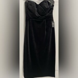 Express velvet strapless dress